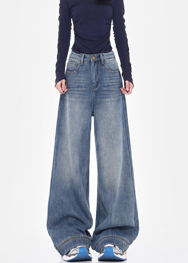 Blue Retro Wash Wide Leg Jeans for Women - Women’s Jeans