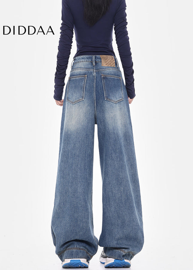 Blue Retro Wash Wide Leg Jeans for Women - Women’s Jeans