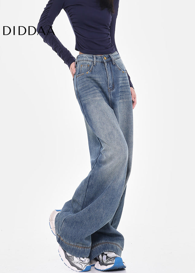 Blue Retro Wash Wide Leg Jeans for Women - Women’s Jeans