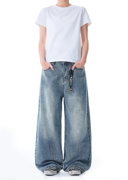 Blue Retro Washed Cleanfit Straight Leg Jeans - Men’s Jeans