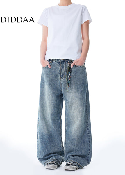 Blue Retro Washed Cleanfit Straight Leg Jeans - Men’s Jeans