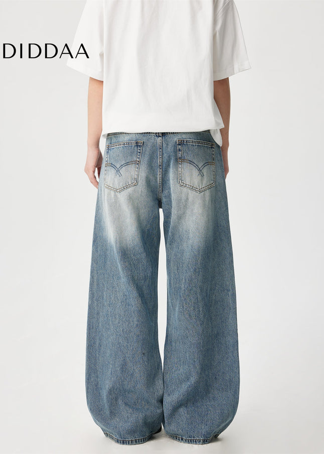 Blue Retro Washed Cleanfit Wide Leg Jeans - Men’s Jeans