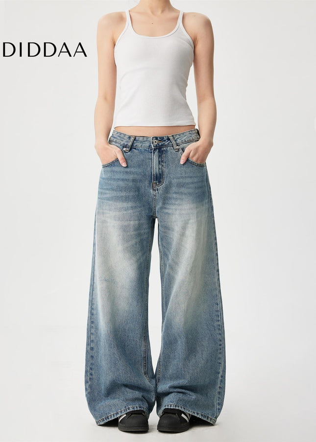 Blue Retro Washed Cleanfit Wide Leg Jeans - Men’s Jeans