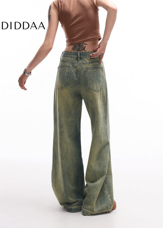 Blue Retro Washed Loose Straight-Leg Jeans - Women’s Jeans