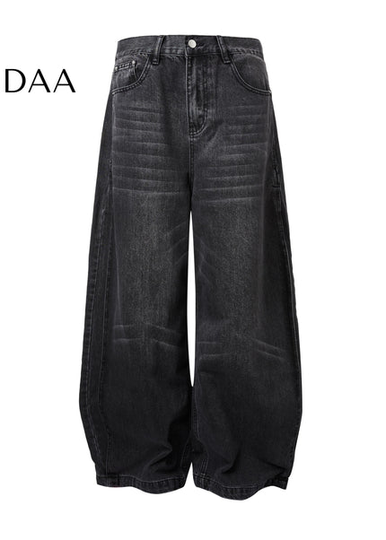 Blue Retro Washed Split Cleanfit Straight Leg Jeans - Black / S - Men’s Jeans