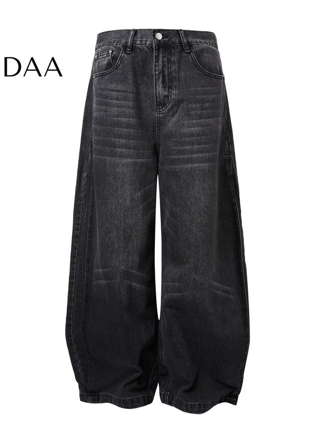 Blue Retro Washed Split Cleanfit Straight Leg Jeans - Black / S - Men’s Jeans