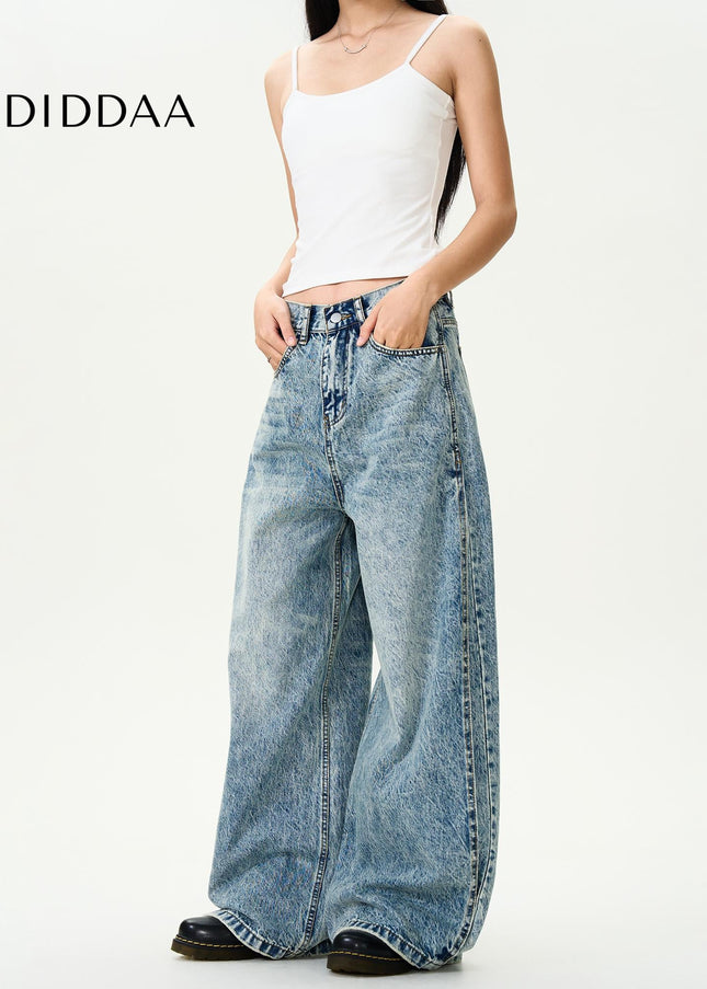 Blue Retro Washed Split Cleanfit Straight Leg Jeans - Men’s Jeans