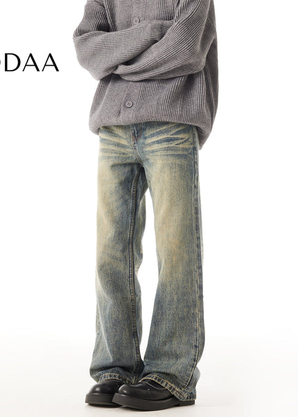 Blue Retro Washed Straight Tube Vintage Jeans - Vintage Blue / S - Men’s Jeans