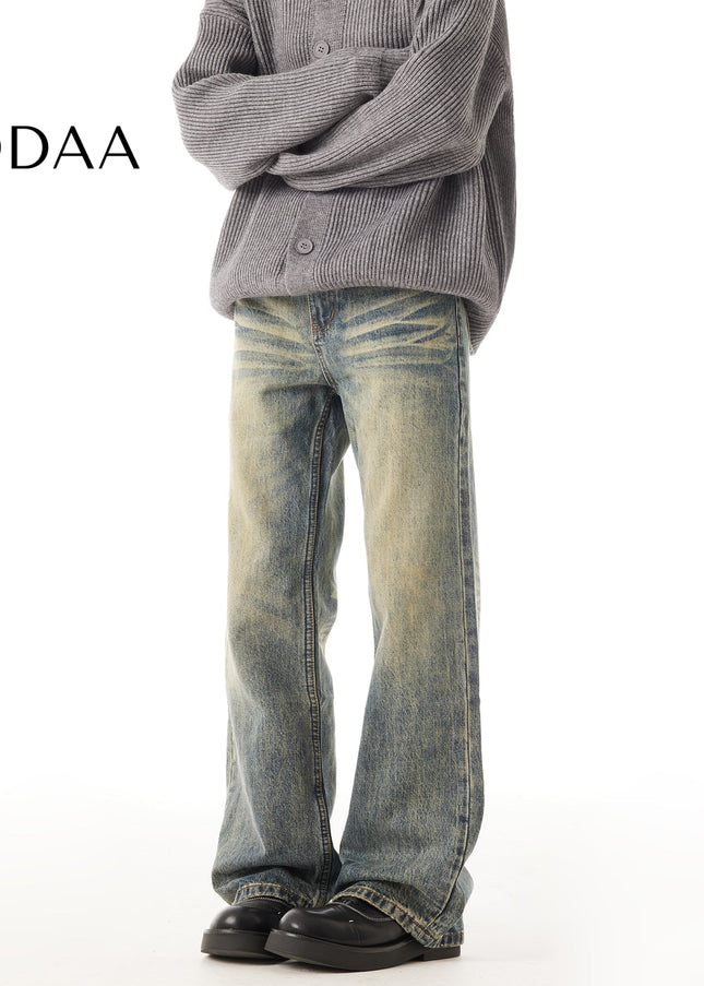 Blue Retro Washed Straight Tube Vintage Jeans - Vintage Blue / S - Men’s Jeans