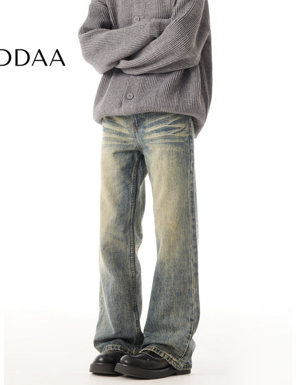 Blue Retro Washed Straight Tube Vintage Jeans - Vintage Blue / S - Men’s Jeans