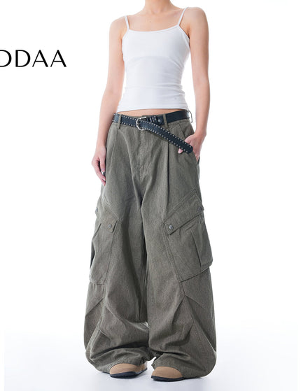 Blue Retro Wide Leg Workwear Jeans for Men and Women - Khaki / S - Men’s Jeans