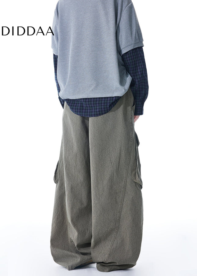 Blue Retro Wide Leg Workwear Jeans for Men and Women - Men’s Jeans