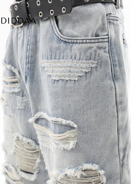 Blue Ripped Design Trendy Street-Style Jeans - Men’s Jeans