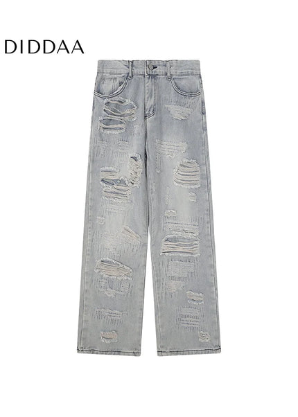 Blue Ripped Design Trendy Street-Style Jeans - Men’s Jeans