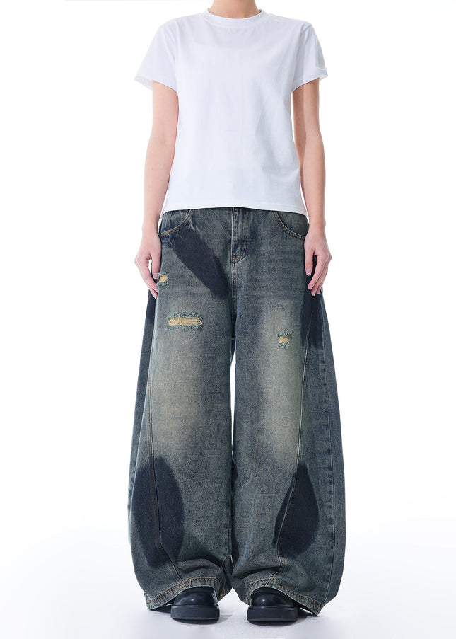 Blue Ripped High Street Wide Leg Jeans for Men - Men’s Jeans