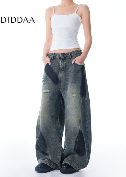 Blue Ripped High Street Wide Leg Jeans for Men - Men’s Jeans