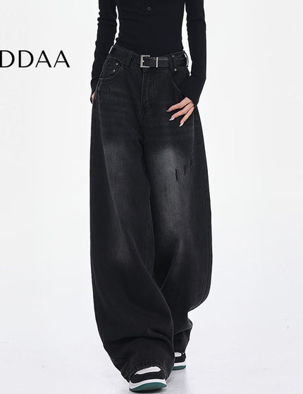 Blue Ripped High Waist Wide-Leg Jeans for Women - S / Black - Women’s Jeans