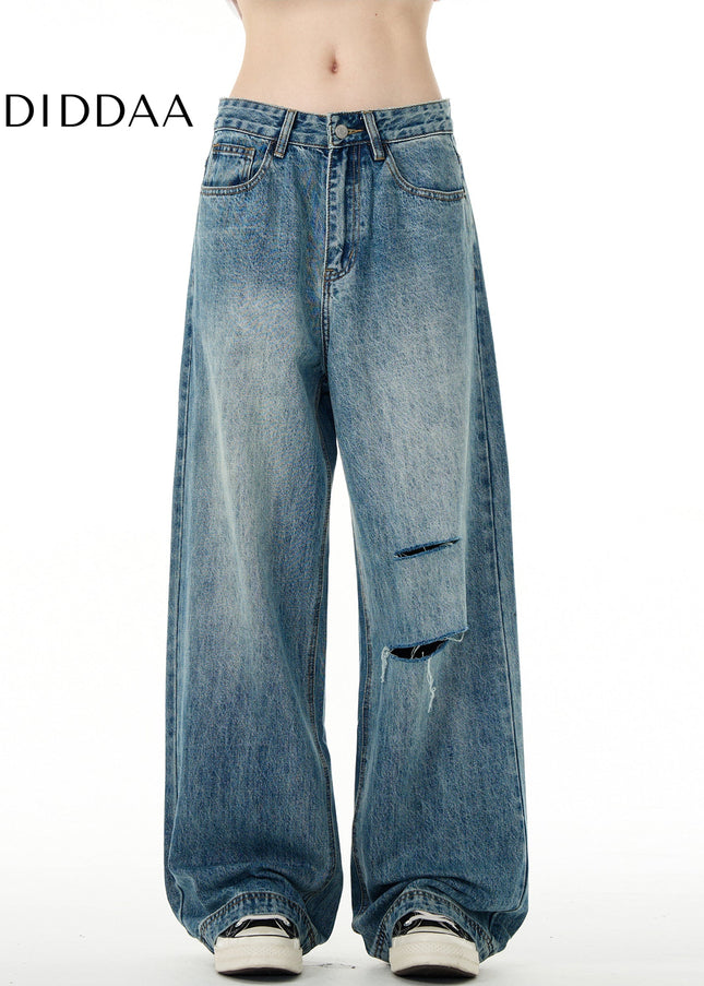 Blue Ripped Loose Fit Jeans for Men and Women - Men’s Jeans