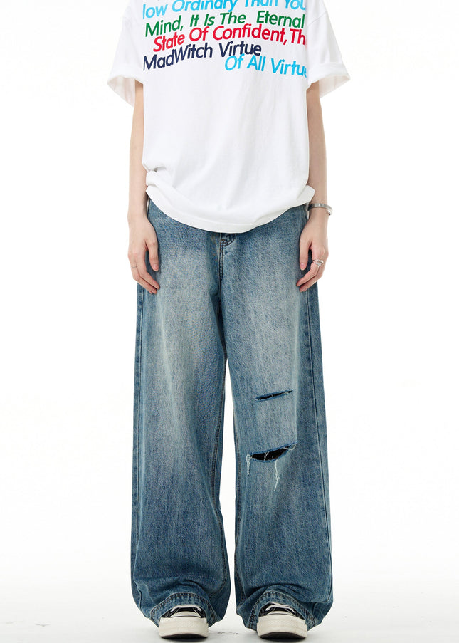 Blue Ripped Loose Fit Jeans for Men and Women - Men’s Jeans