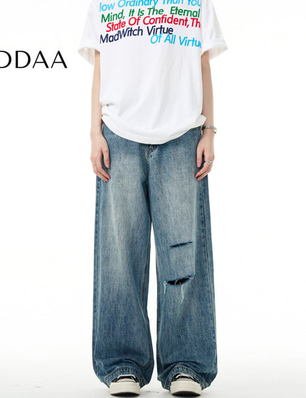 Blue Ripped Loose Fit Jeans for Men and Women - S / Mid Blue - Men’s Jeans