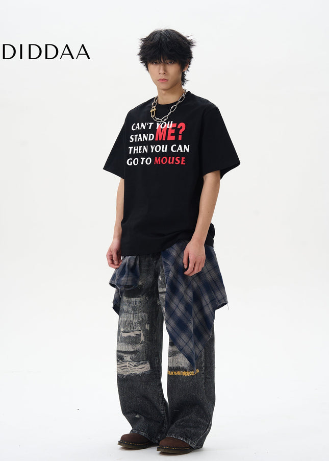 Blue Ripped Print Jeans with 3D Digital Design - Women’s Jeans