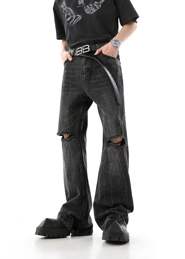Blue Ripped Slim Fit Bootcut Jeans for Men - Men’s Jeans