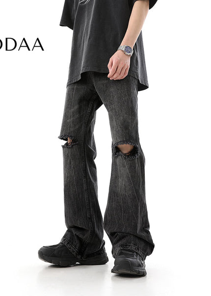 Blue Ripped Slim Fit Bootcut Jeans for Men - S / Black - Men’s Jeans