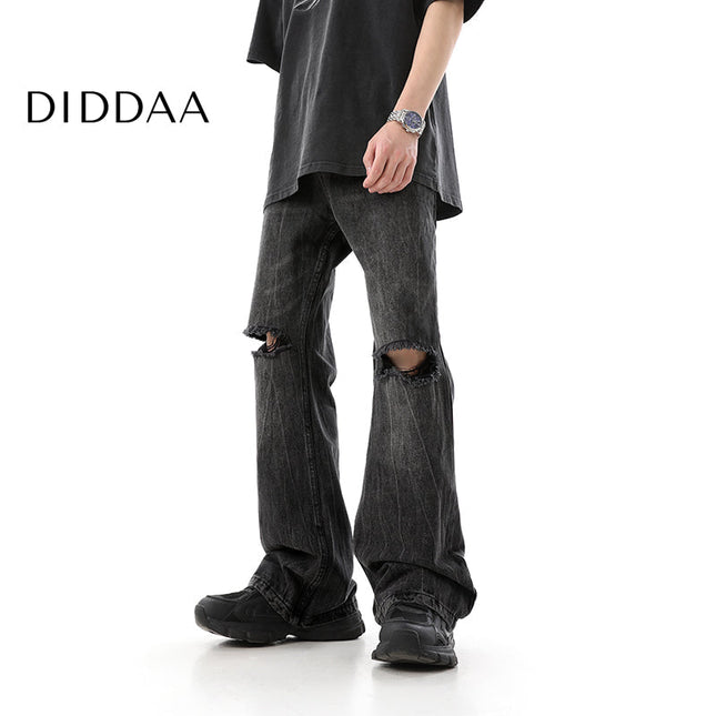 Blue Ripped Slim Fit Bootcut Jeans for Men - S / Black - Men’s Jeans