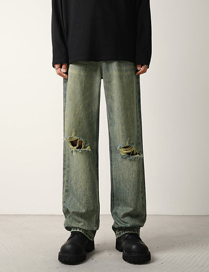 Blue Ripped Wide-Leg Jeans for Men - CONVERGES Retro Style - 28 / Vintage Blue - Men’s Jeans
