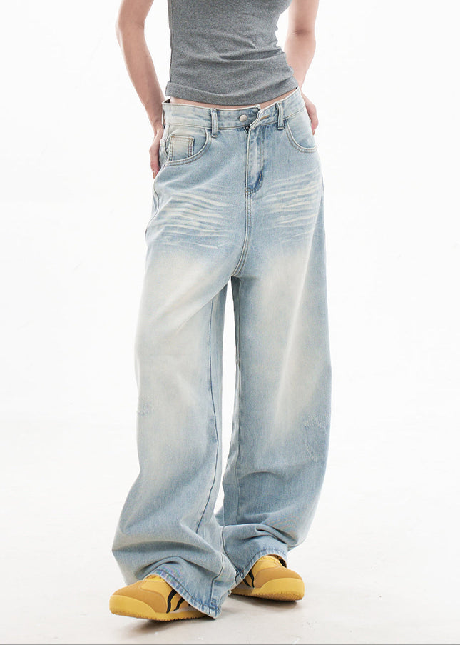 Blue Ripped Wide-Leg Jeans for Small Women - Women’s Jeans