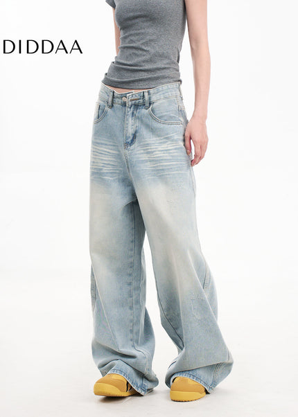 Blue Ripped Wide-Leg Jeans for Small Women - Women’s Jeans