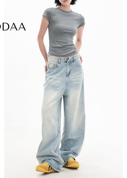 Blue Ripped Wide-Leg Jeans for Small Women - XS / Light Blue - Women’s Jeans