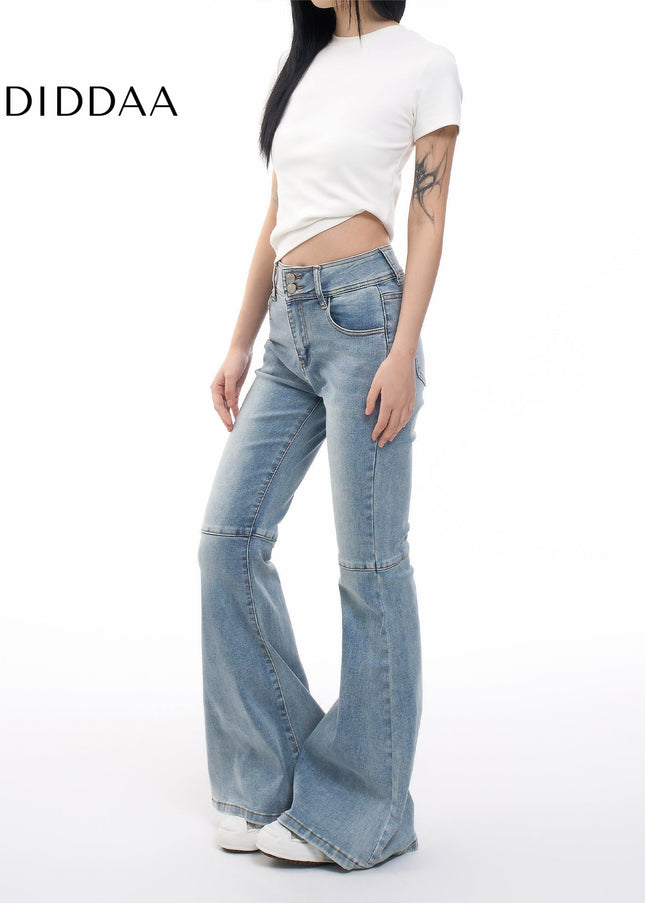 Blue Slim Fit Slightly Flared AGUA American Retro Jeans - Women’s Jeans