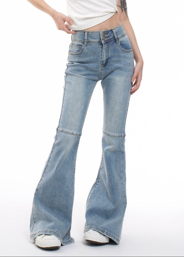Blue Slim Fit Slightly Flared AGUA American Retro Jeans - Women’s Jeans