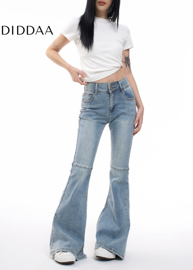 Blue Slim Fit Slightly Flared AGUA American Retro Jeans - XS / Dark Blue - Women’s Jeans