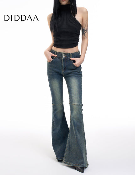 Blue Slim Fit Slightly Flared AGUA American Retro Jeans - XS / Light Blue - Women’s Jeans