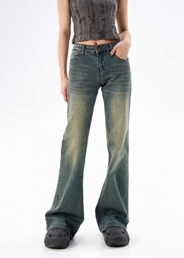 Blue Slim Retro Micro Flare Jeans for Women Spring 2025 - Women’s Jeans