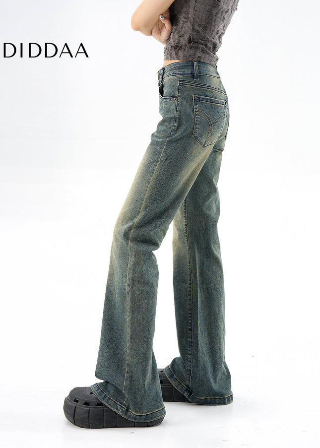 Blue Slim Retro Micro Flare Jeans for Women Spring 2025 - Women’s Jeans