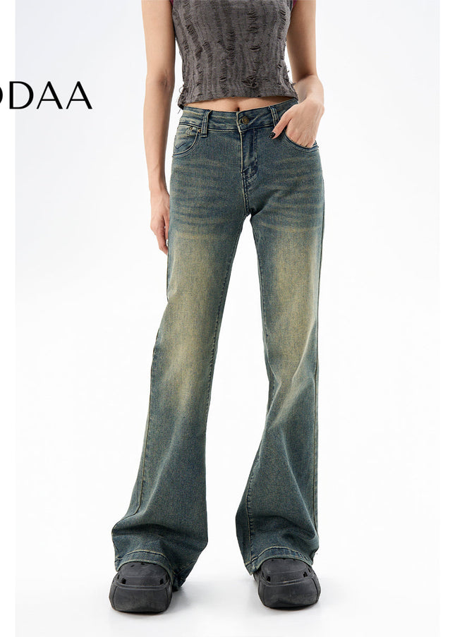 Blue Slim Retro Micro Flare Jeans for Women Spring 2025 - XS / Vintage Blue - Women’s Jeans