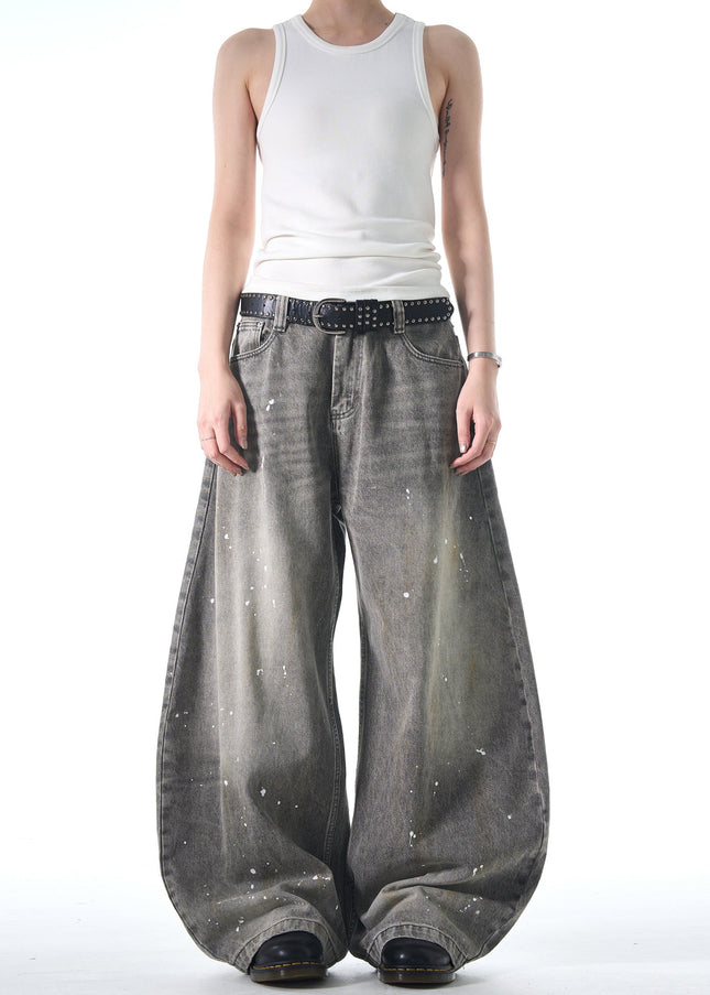 Blue Splash Wash Vintage Wide-Leg Jeans MADWITCH Riffraff - Men’s Jeans