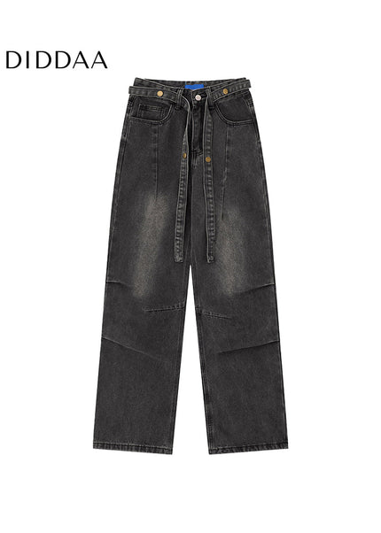 Blue Stacked Distressed Wash Wide-Leg Jeans - Men’s Jeans