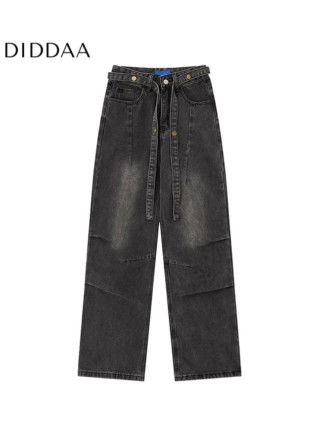 Blue Stacked Distressed Wash Wide-Leg Jeans - Men’s Jeans