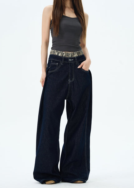Blue Straight Double-Waisted Jeans for Couples - Women’s Jeans