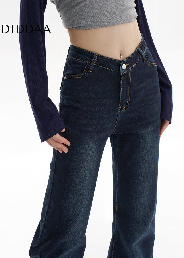 Blue Stretch Micro Flare Jeans - V Waist Hip Lift Style - Women’s Jeans