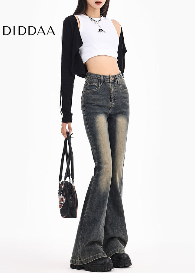 Blue Stretch Slim American High-Waisted Flared Pants - Women’s Jeans