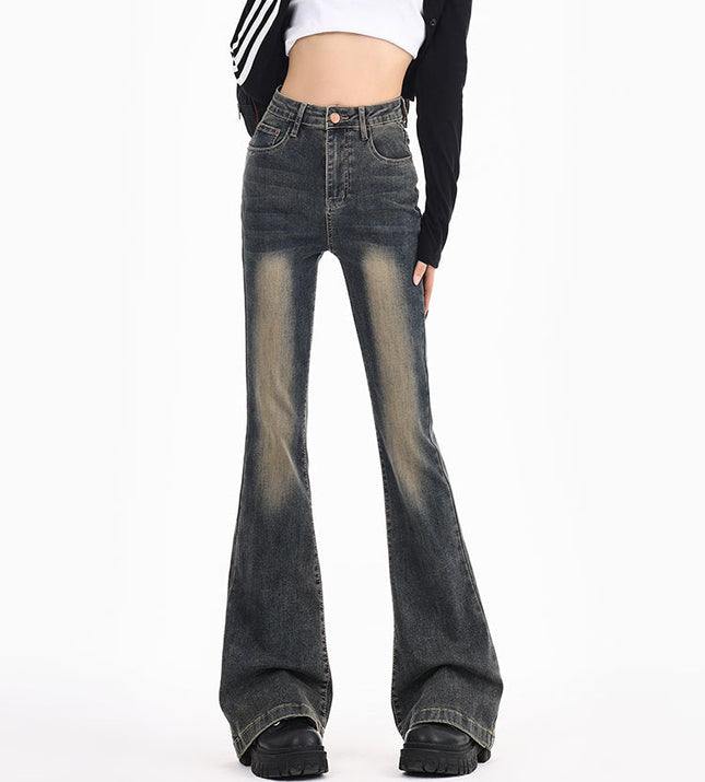Blue Stretch Slim American High-Waisted Flared Pants - Women’s Jeans