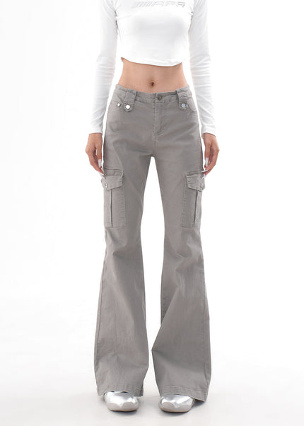 Blue Stretch Slim Micro Flare Cargo Jeans Women - Women’s Jeans