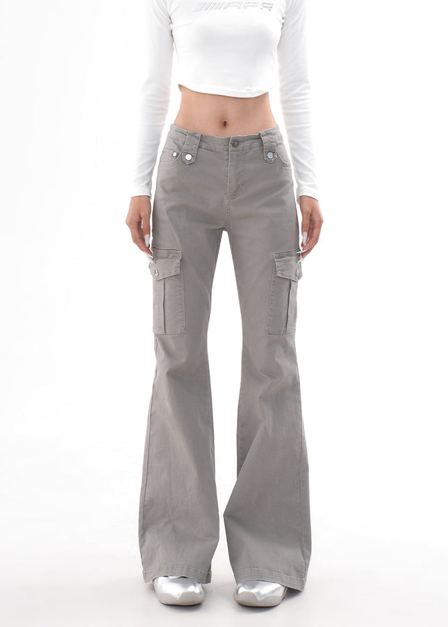 Blue Stretch Slim Micro Flare Cargo Jeans Women - Women’s Jeans