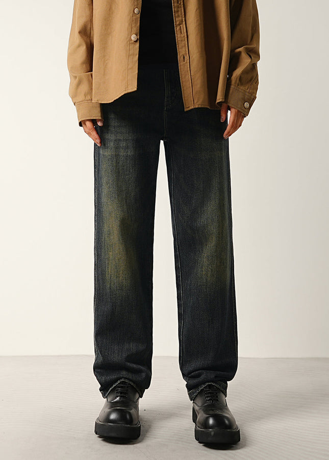 Blue Stretch Wash Straight Jeans with Loose Fit - 28 / Dark Blue - Men’s Jeans