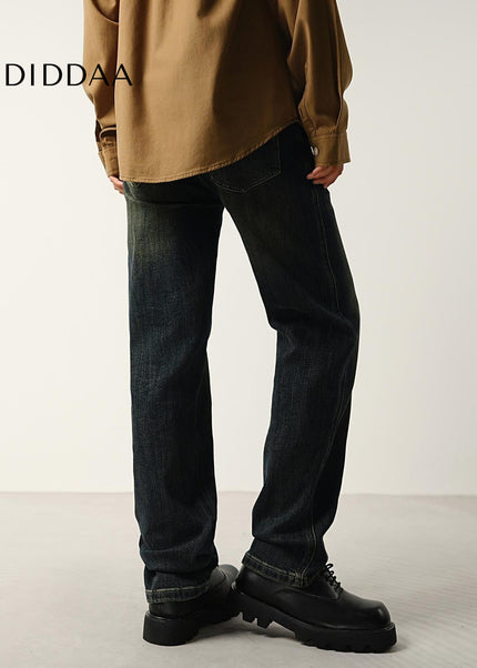 Blue Stretch Wash Straight Jeans with Loose Fit - Men’s Jeans